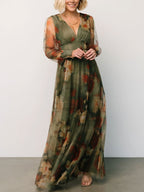 Oil Painting Printed Mesh Women's Dress