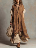 Women's Striped Patchwork Cotton Linen Dress
