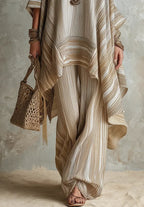 Women's Chic Striped Casual Stylish Cotton Linen Top & Pants Set