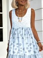 Sleeveless Printed Summer Round Neck Dress