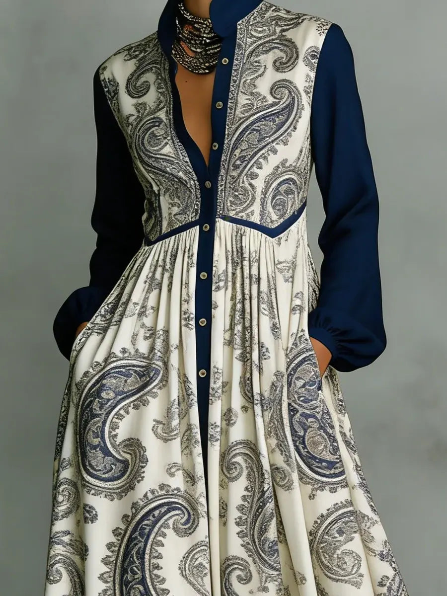 Women's Retro Floral Art Elegant Romantic Casual Vacation Maxi Dress