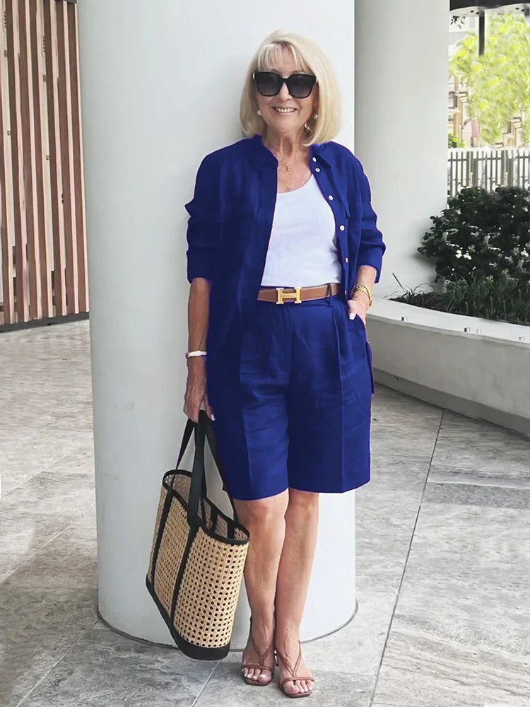 Two-piece Suits Stylish Lapel Collar Suit Shorts  Blazer Coat