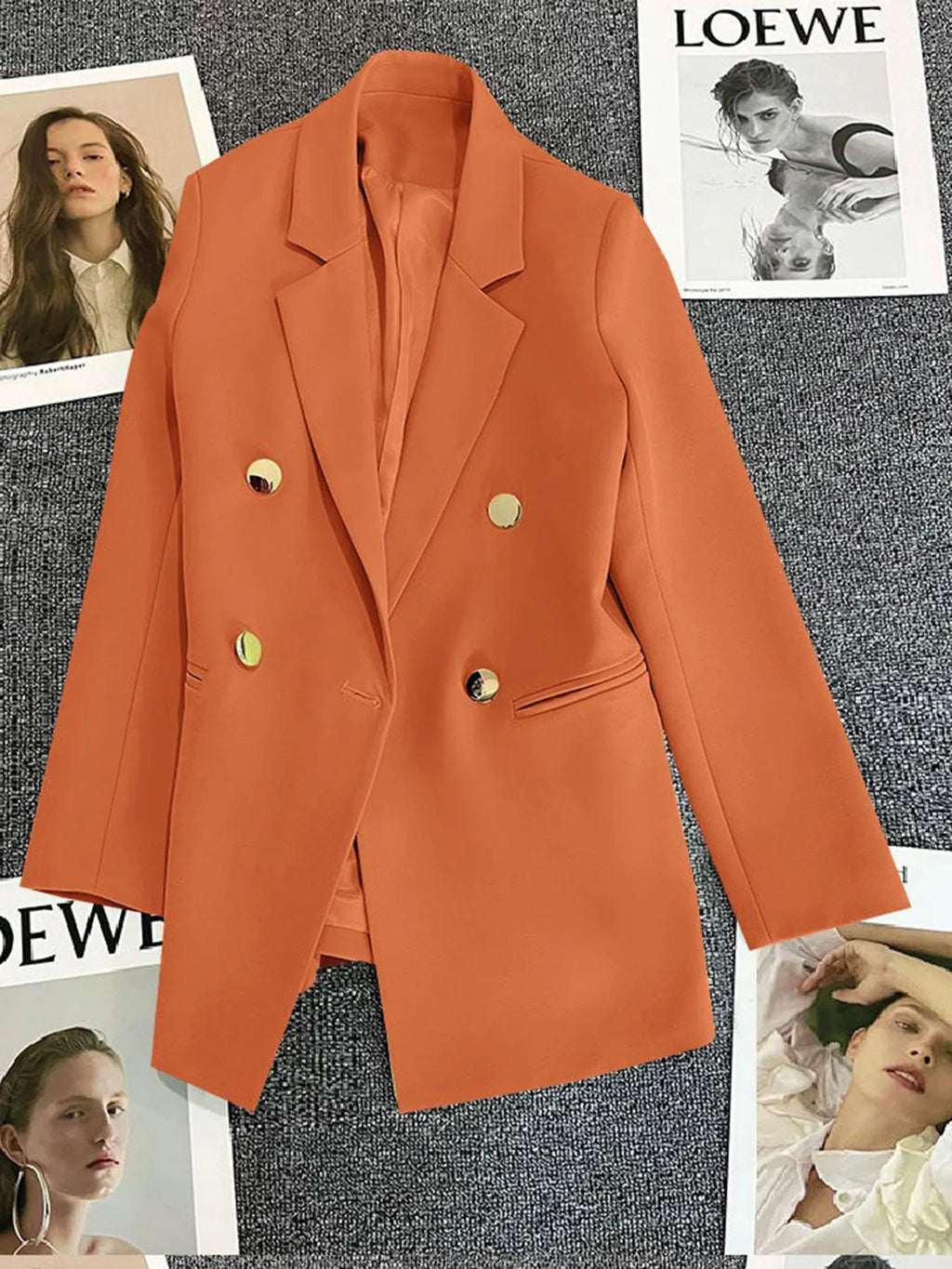 Classic Blazer Solid Color Leisure Cotton Coat for Women