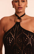 Plus Black Crochet Maxi Halter Neck Beach Dress