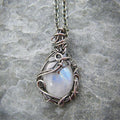 Moonstone Necklace Pendant Boho Leaf Rattan