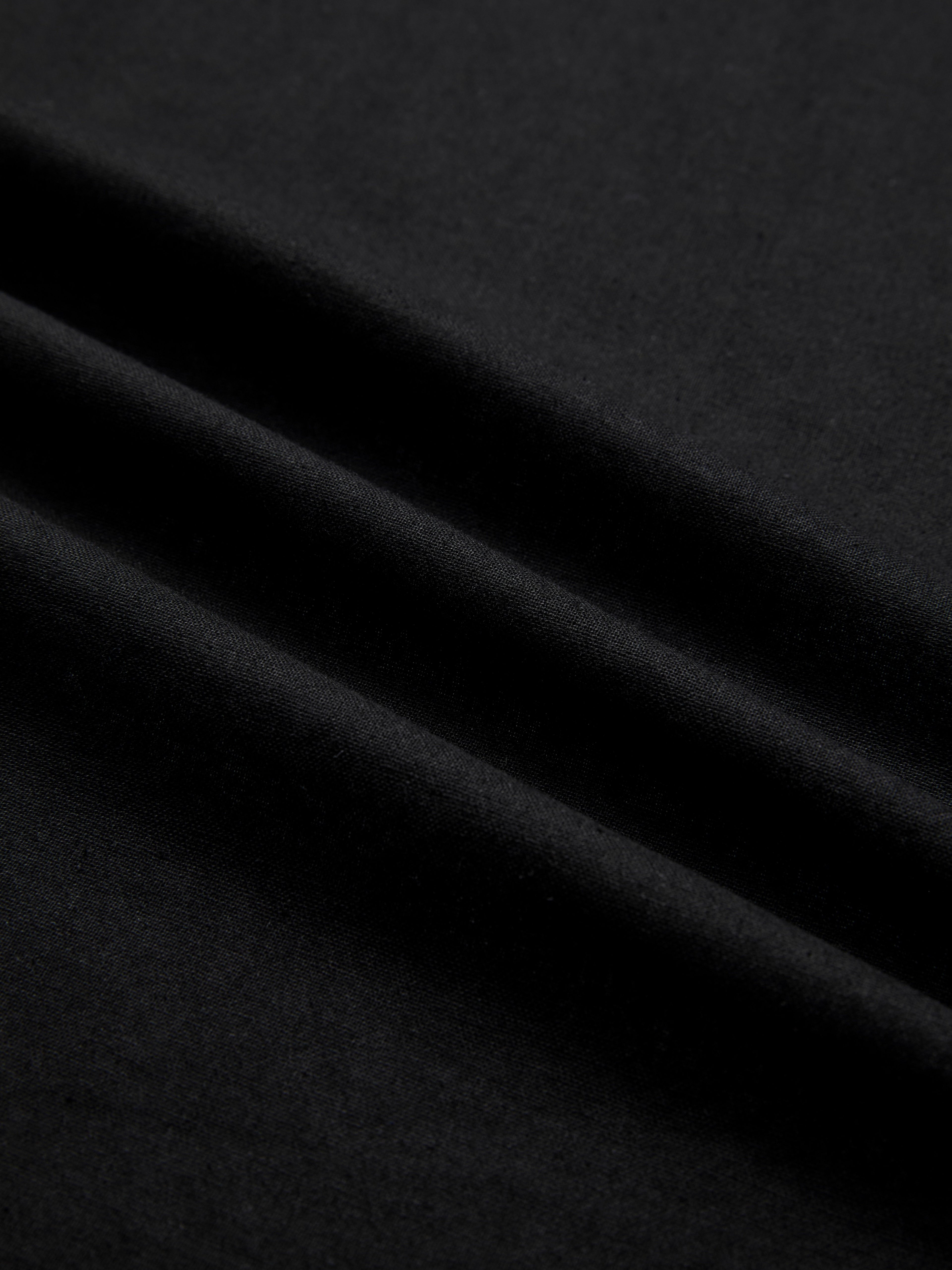 Linen Shirt, Half Sleeve, V Neck, Plain, Lace, French Vintage, Black