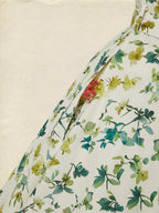 Maxi Linen Dress, Half Sleeve, Shawl Collar, Floral, Button Design, Vintage, Beige
