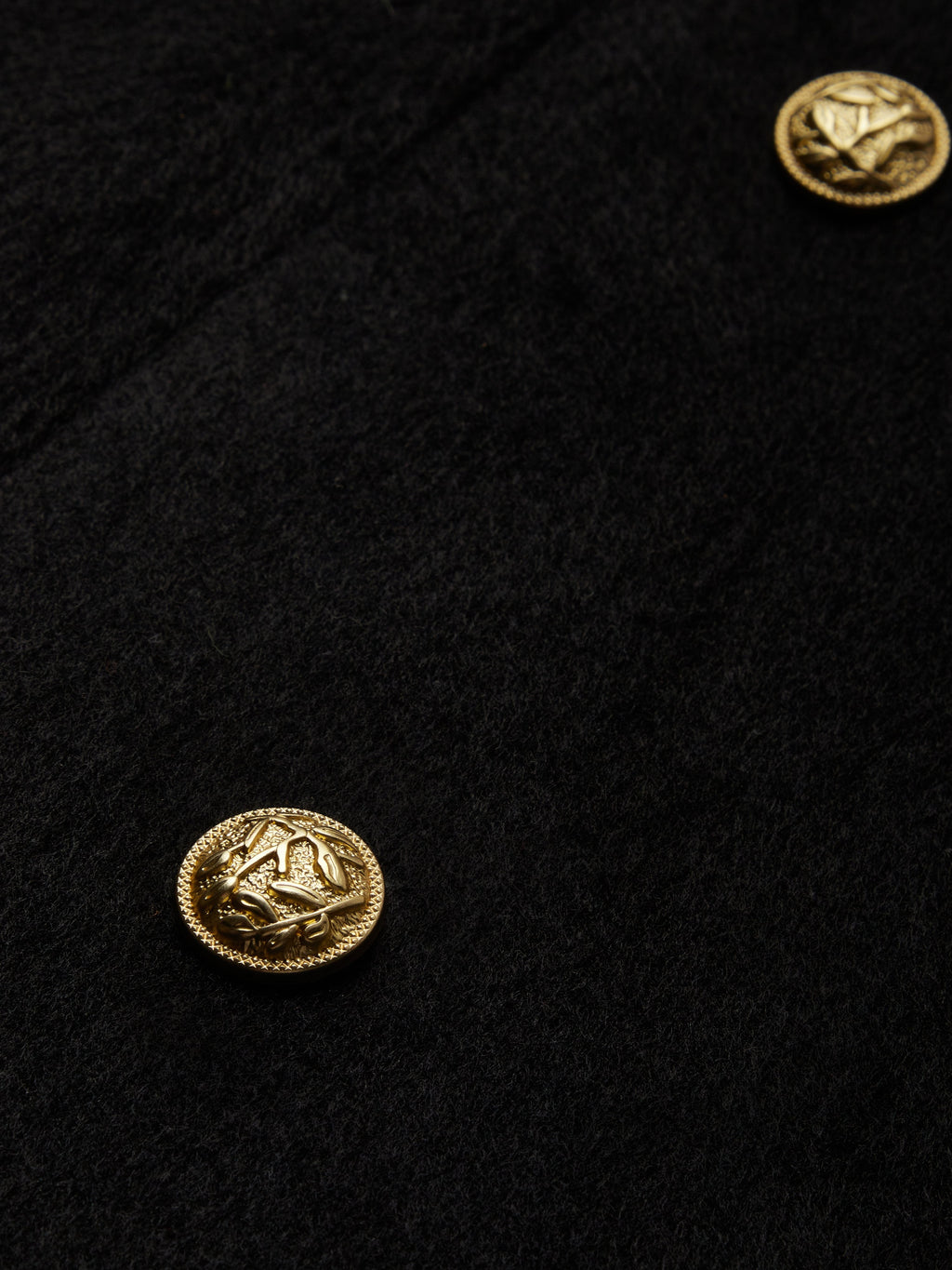 Wool Trench Coat, Long Sleeves, Lapel Collar, Plain, Button Design, Vintage, Black
