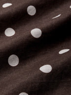Midi Cotton Dress , Sleeveless, Shawl Collar, Polka Dots, Button Design, French Vintage, Coffee