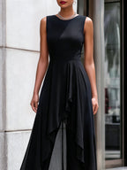 Sleeveless Layered Chiffon Overlay Jumpsuit