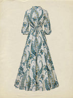 Maxi Linen Dress, Half Sleeve, Shawl Collar, Paisley, Button Design, Vacation, Vintage, White
