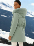 Outfits Cotton-padded Jacket Medium and Long, Large Fur Collar, Down Cotton-padded Jacket, Down Cotton-padded Jacket.