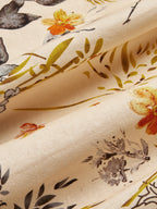 Linen Maxi Dress, Long Sleeves, V Neck, Floral, Apricot,Daily