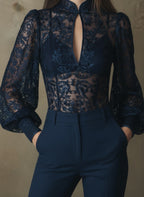 Midnight Bloom Lace Blouse