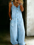 Women’s Stylish Cotton One Piece Shirt Denim Jumpsuit