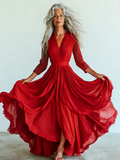 Embroidered Retro Loose Embroidered Printed Contrast Color Dress8598