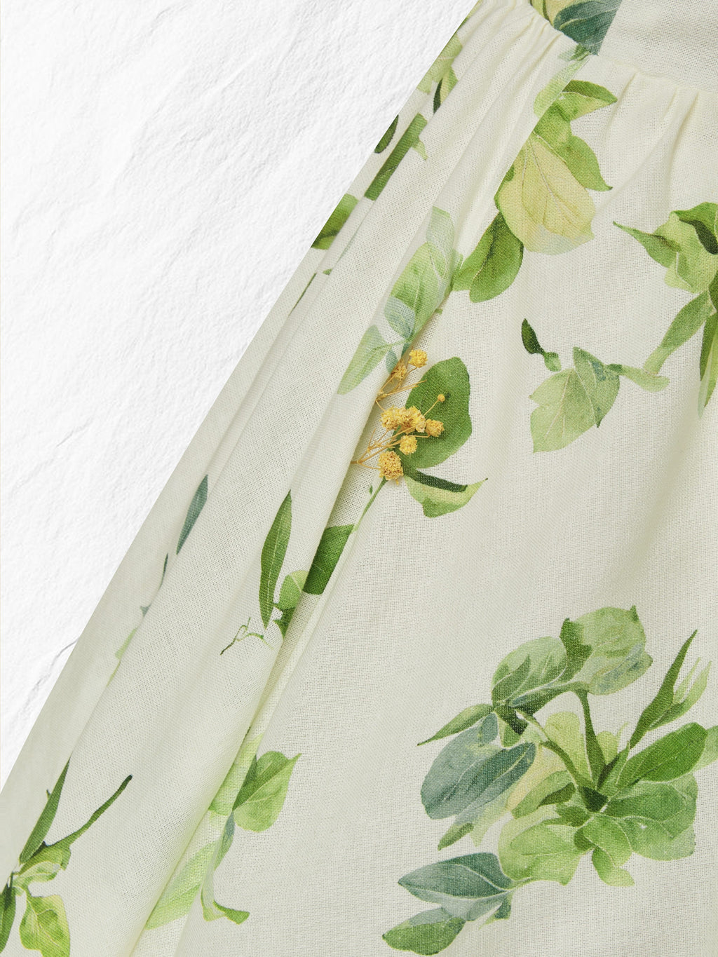 Linen Maxi Dress, Short Sleeve, V neck, Floral, Vintage, Green