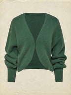 Wool Cardigan, Long Sleeves, Plain, Vintage, Green