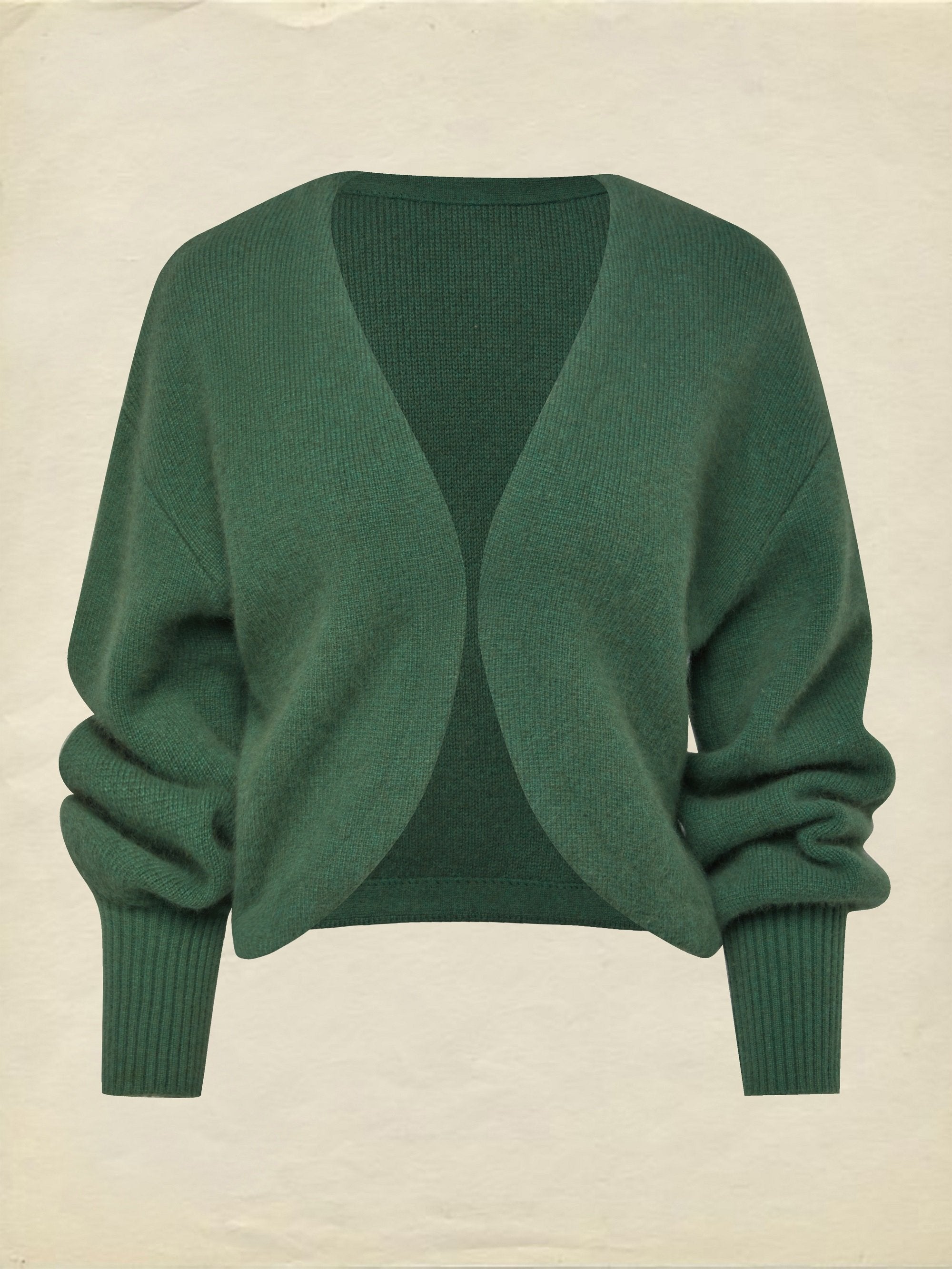 Wool Cardigan, Long Sleeves, Plain, Vintage, Green