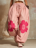 Floral Print Balloon Pants With Elastic Waist