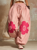 Floral Print Balloon Pants With Elastic Waist
