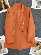 Classic Blazer Solid Color Leisure Cotton Coat for Women