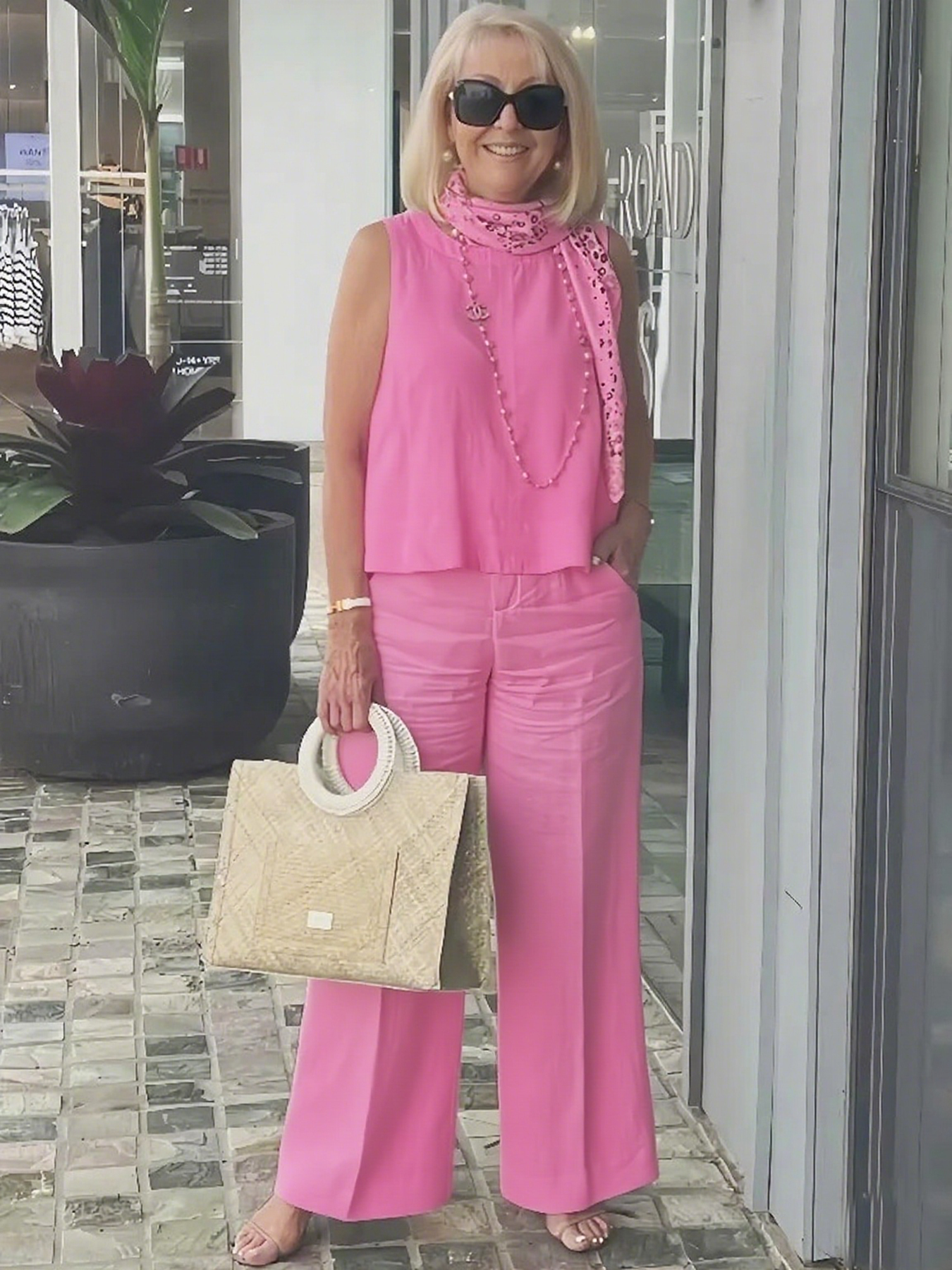 Sleeveless Solid Cotton and Linen Set for Breathable and Comfortable Holiday Two-Piece Set