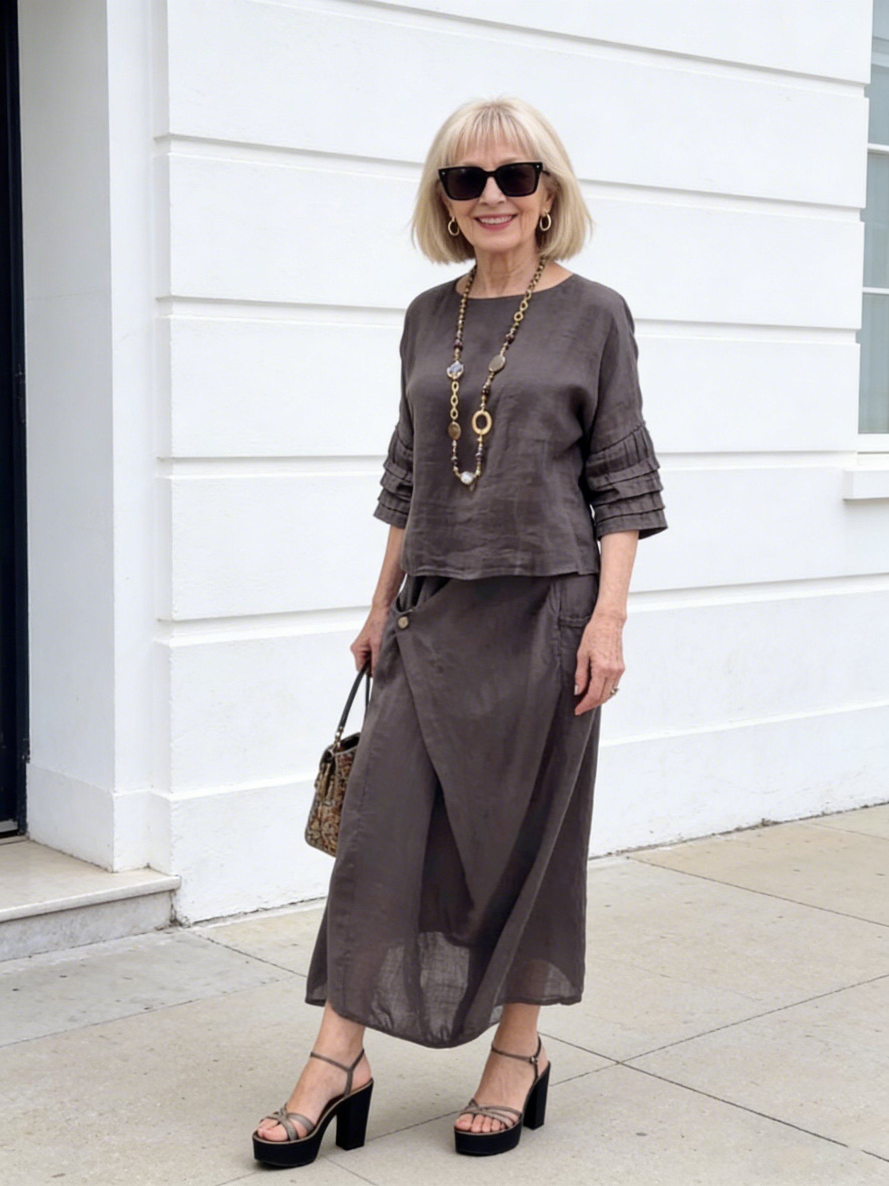 2Pcs Casual Solid Color Loose Skirt Two-piece Set