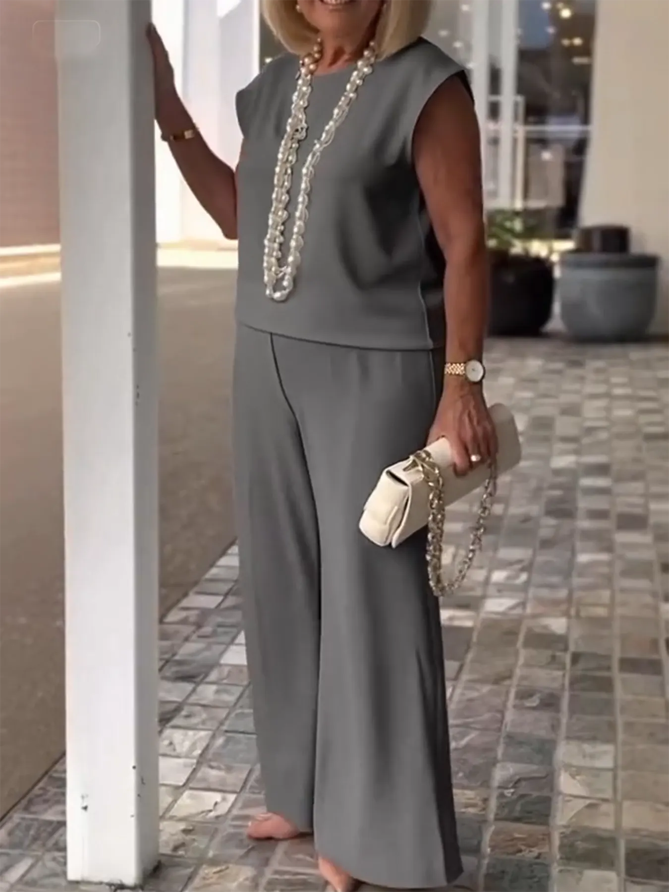 Two-piece Set Sleeveless Casual Elastic Daily Set