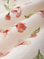 (SIZE:XS-XXL) Linen Maxi Dress, Short Sleeve, Lace Collar, Floral, Vintage, White