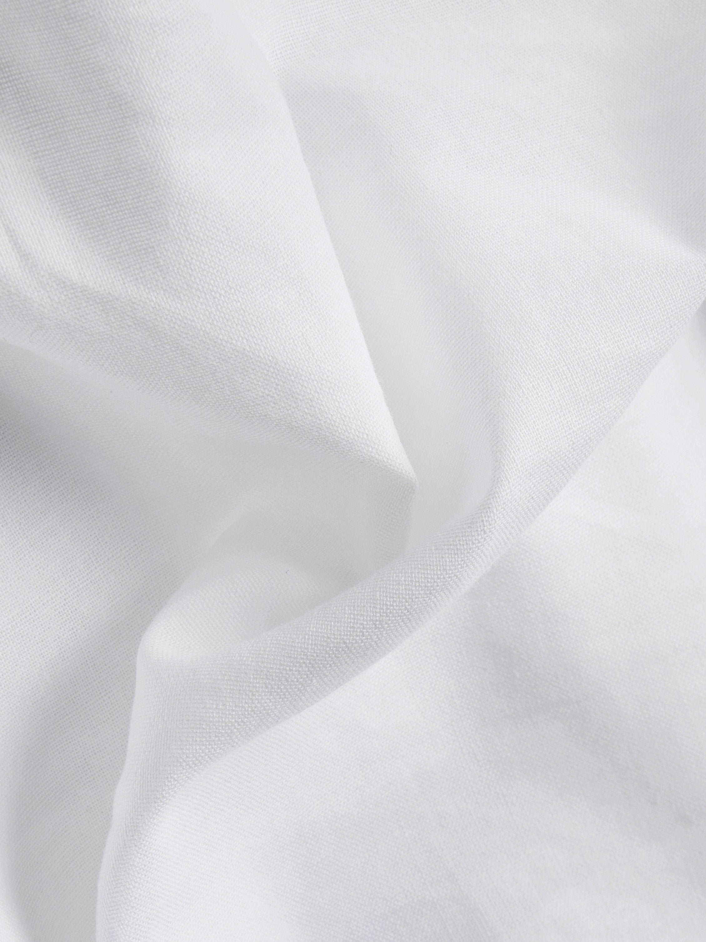 Linen Maxi Dress, Half Sleeve, Shawl Collar, Plain, Vintage, White