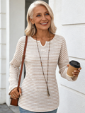 Striped Waffle Knitted Top T-Shirt Women