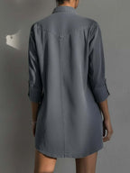 Dark Gray Lace-Up Denim Mini Dress