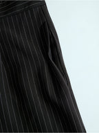 Black Pinstripe Suspender Wide-Leg Jumpsuit