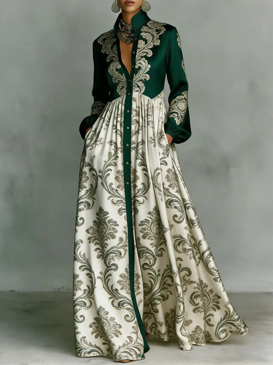 Women's Retro Ethnic Floral Art Elegant Romantic Casual Vacation Maxi Dress