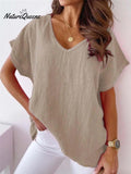 Solid V Neck Casual Top