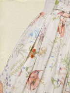 Maxi Cotton Dress, Cap Sleeves, V Neck, Floral, Lace, Vintage, Red