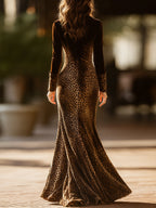 Leopard Velvet Fitted Gown