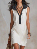Chic Zip-Up Collar Sleeveless Mini Dress