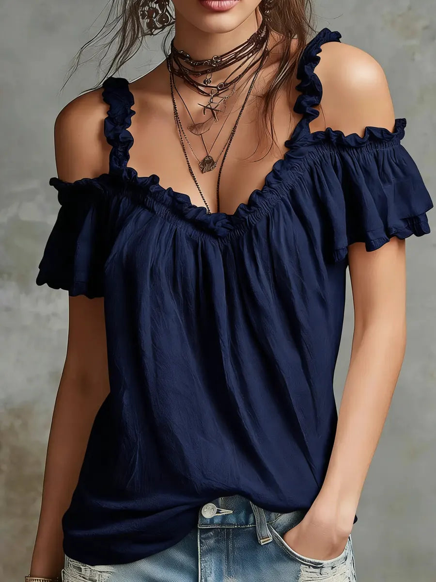 One-shoulder Strap Cotton And Linen Top