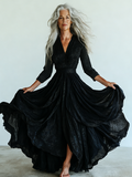 Embroidered Retro Loose Embroidered Printed Contrast Color Dress2248