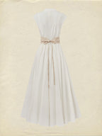 Maxi Linen Dress , Cap Sleeves, V Neck, Plain, Lace, Vintage, White