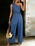Women‘s One-shoulder Denim Suit