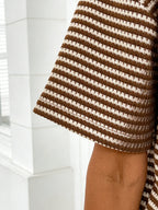 Textured Fabric Lapel Solid Color Knitted Pullover Loose Short Sleeve T-Shirt