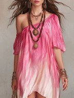Bohemian Ombre Off-Shoulder Flowing Midi Dress