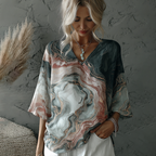 Vintage Marble Texture Collection Bohemia Women Style Gradient Gilded Pattern Linen T-shirt