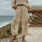 Women's Vintage Embroidery Floral Art Casual Sweatpants