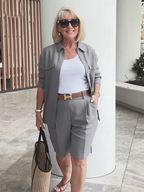 Two-piece Suits Stylish Lapel Collar Suit Shorts  Blazer Coat