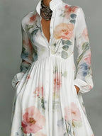Women's Vintage Floral Art Elegant Romantic Casual Vacation Maxi Dress