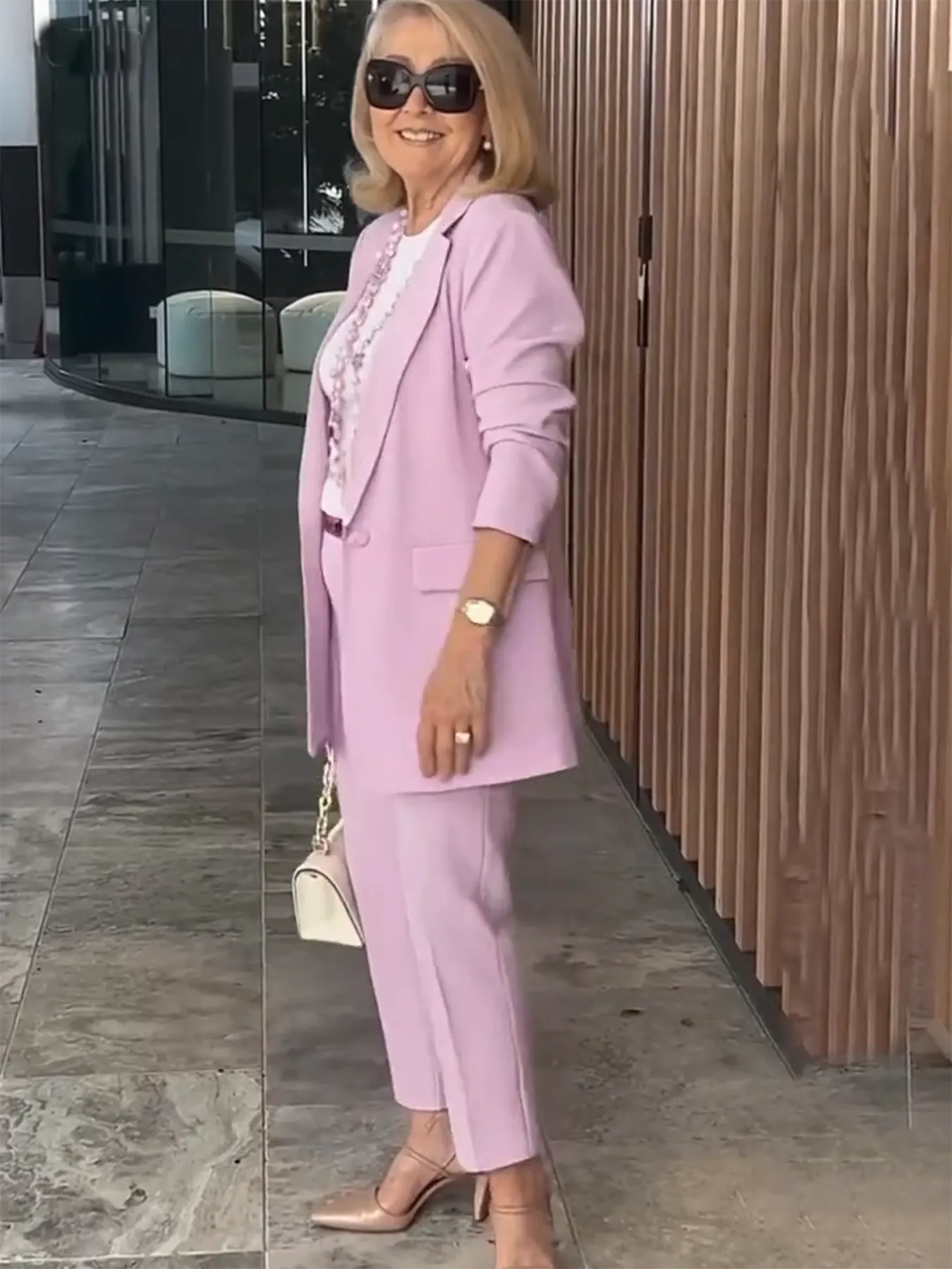 Two-Piece Suit Blazer Coat Pants Gorgeous Neutral Styles Suit